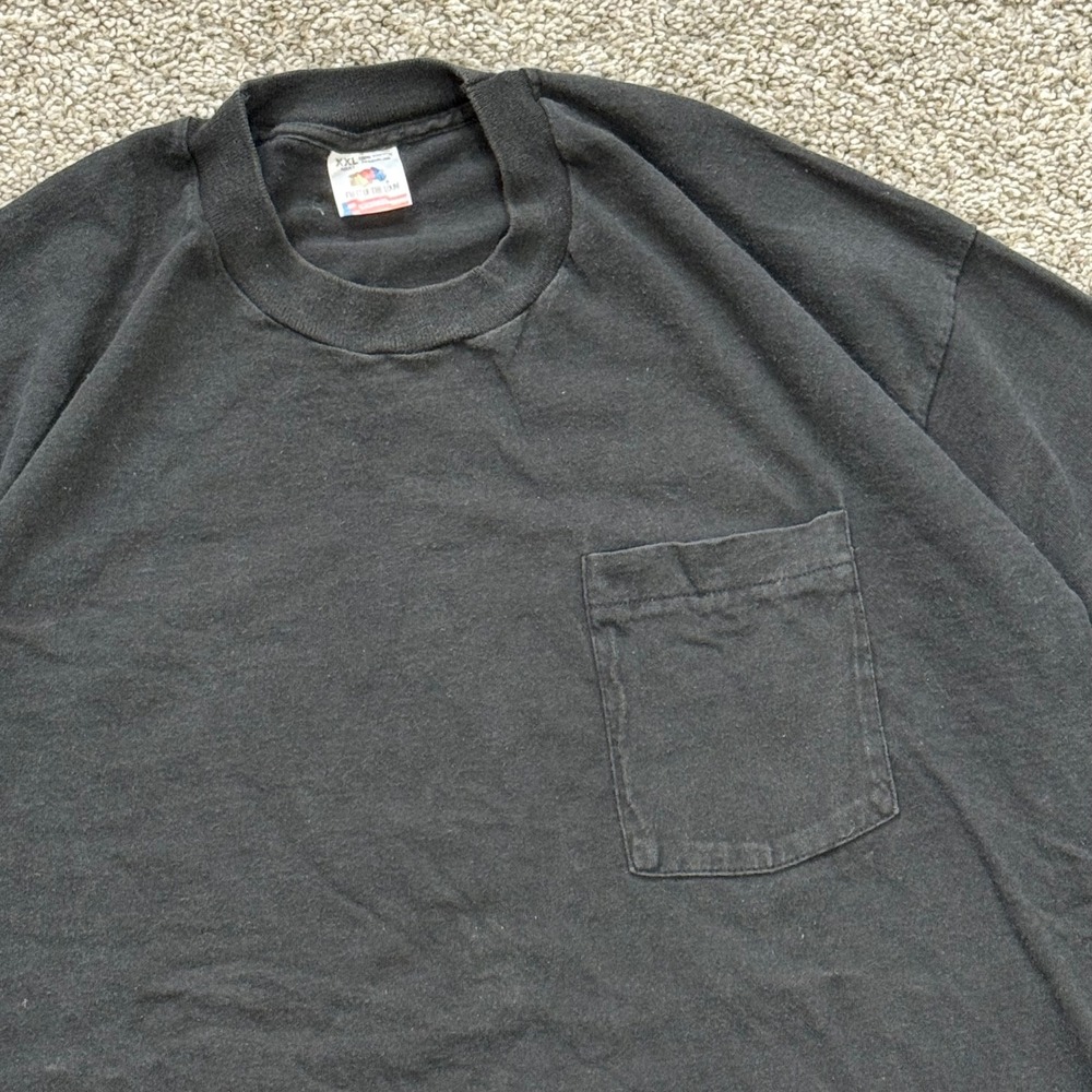 Vintage 80s Fruit of the Loom Single Stitch Selvedge Pocket T-Shirt Mens XXL USA